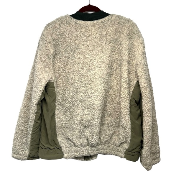 Free People Rivington Sherpa Olive Oversized Relaxed Zipper Jacket Womens Large - Picture 9 of 11